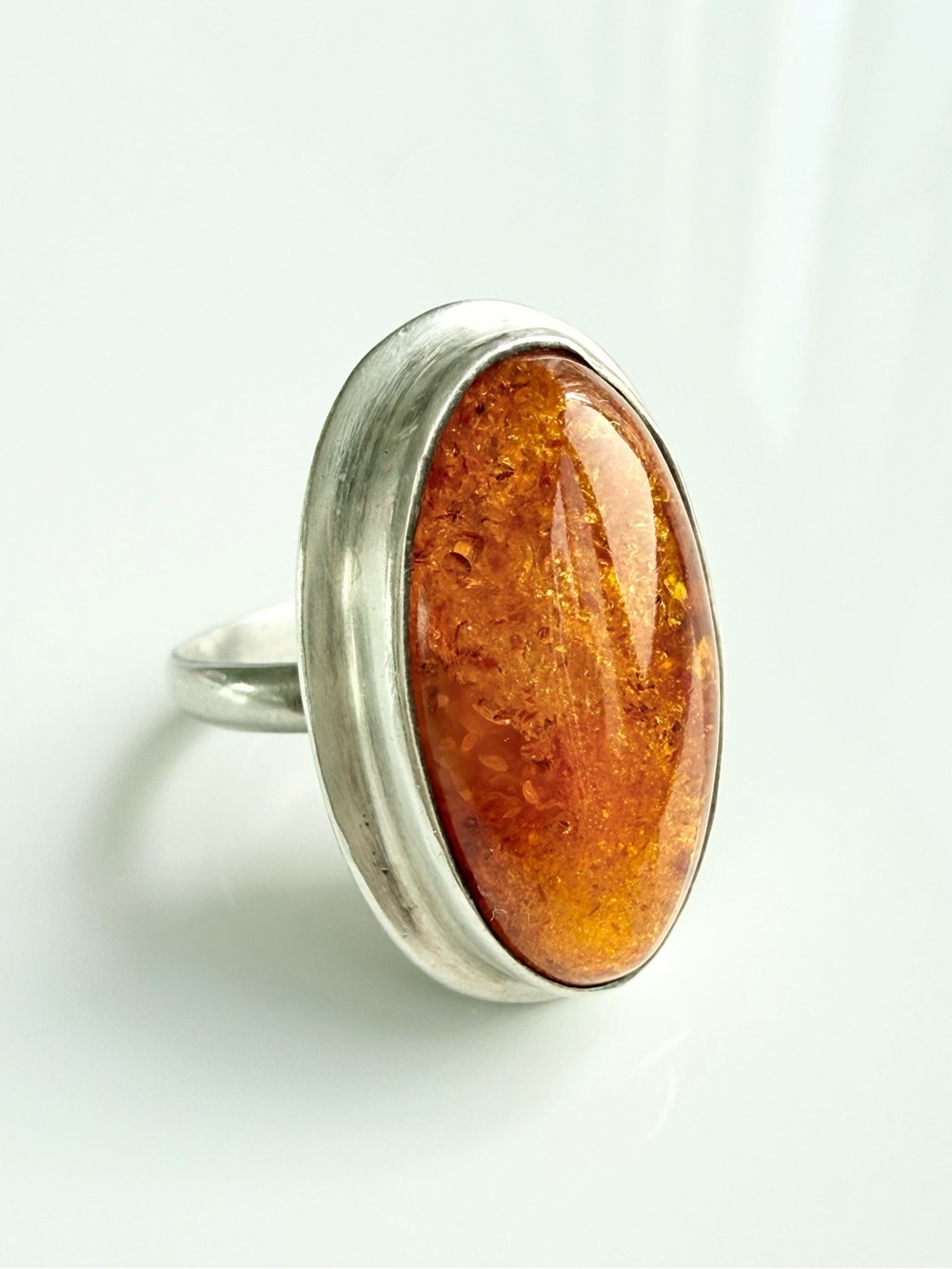 Baltic Amber Sterling Silver Ring w/ European 925 Hallmark